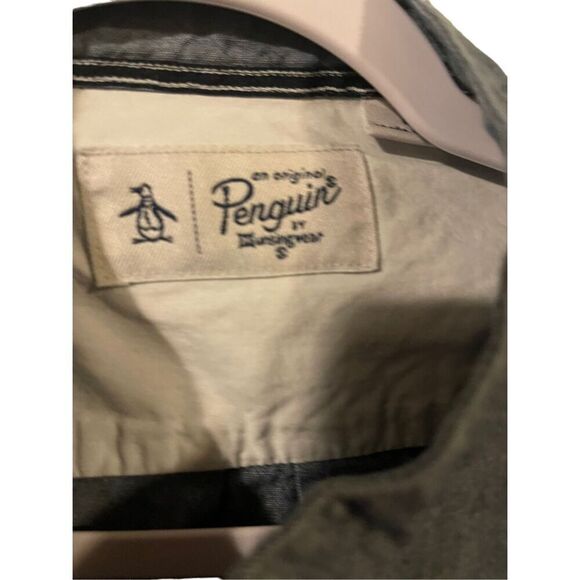 Penguin Men's Brown Long-Sleeve Mock Neck Button-Down Shirt Large - Picture 6 of 14